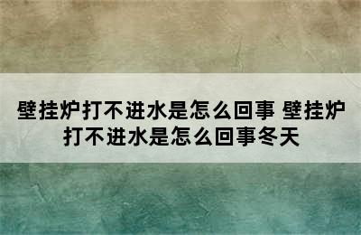 壁挂炉打不进水是怎么回事 壁挂炉打不进水是怎么回事冬天